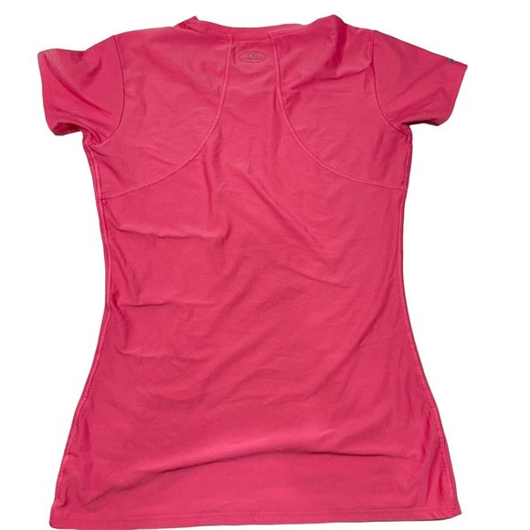 Under Armor Women's Fitted T-shirt Size Medium Pink Heat Gear - Picture 2 of 8